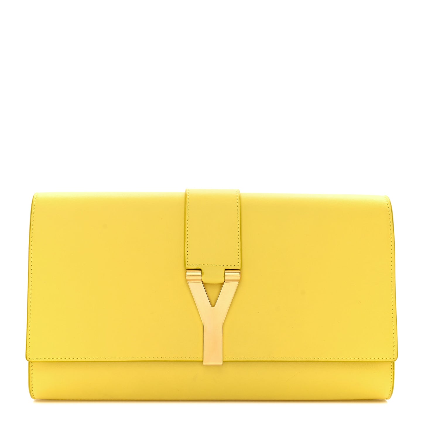 SAINT LAURENT Calfskin Classic Y Ligne Clutch Soleil