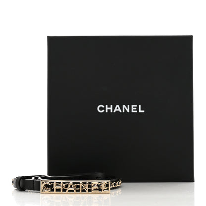 Chanel Calfskin Chain Logo Skinny Belt 80 32 Black 6 of 6