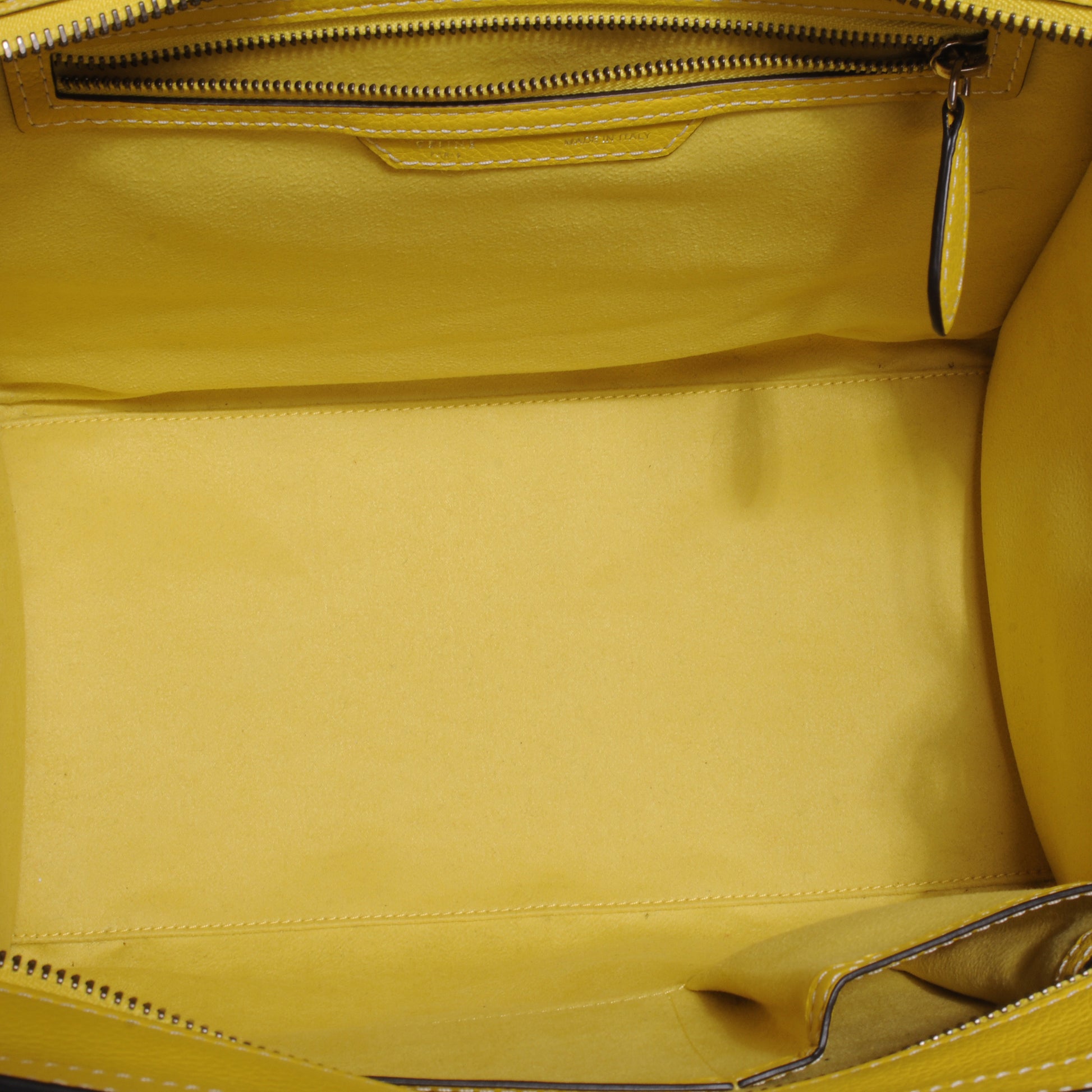 Celine Drummed Calfskin Mini Luggage Citron 6 of 8