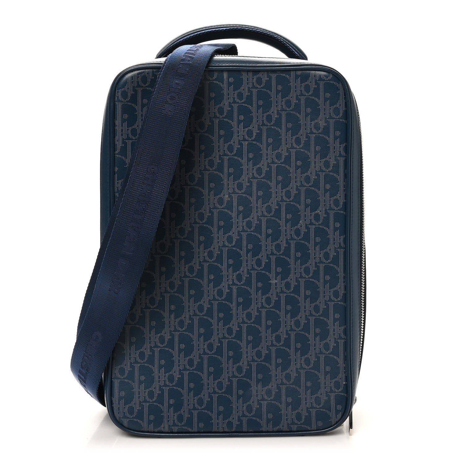 Christian Dior Calfskin Perforated Oblique Galaxy Marsupio World Tour Pelle Sling Navy Blue 1 of 10