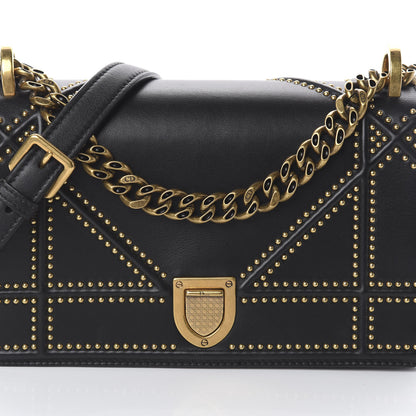 Christian Dior Calfskin Studded Small Diorama Flap Bag Black 6 of 8
