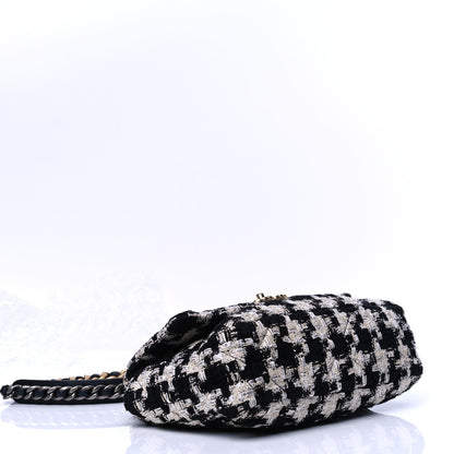Chanel Tweed Quilted Medium Chanel 19 Flap Black Ecru White 3 of 5
