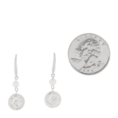 Tiffany Sterling Silver Cultured Pearl Flower Drop Earrings 2 of 5