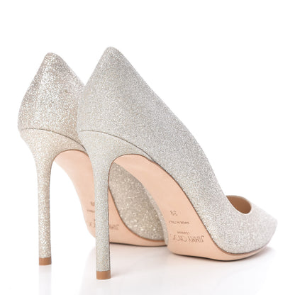 Jimmy Choo Glitter Pointy Toe Romy 100 Pumps 39 Platinum Ice 4 of 10