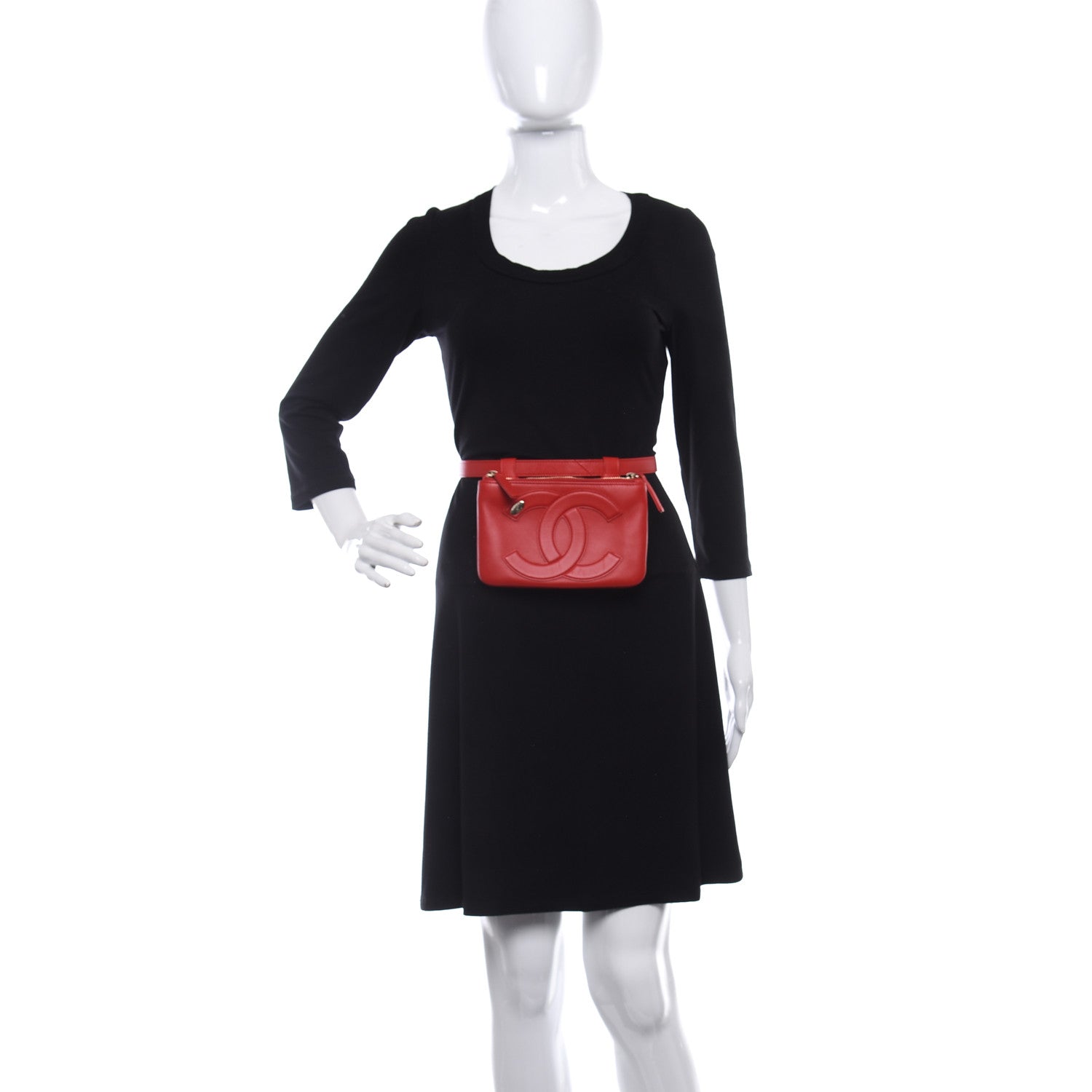 Chanel Lambskin CC Mania Waist Belt Bag Red 2 of 8