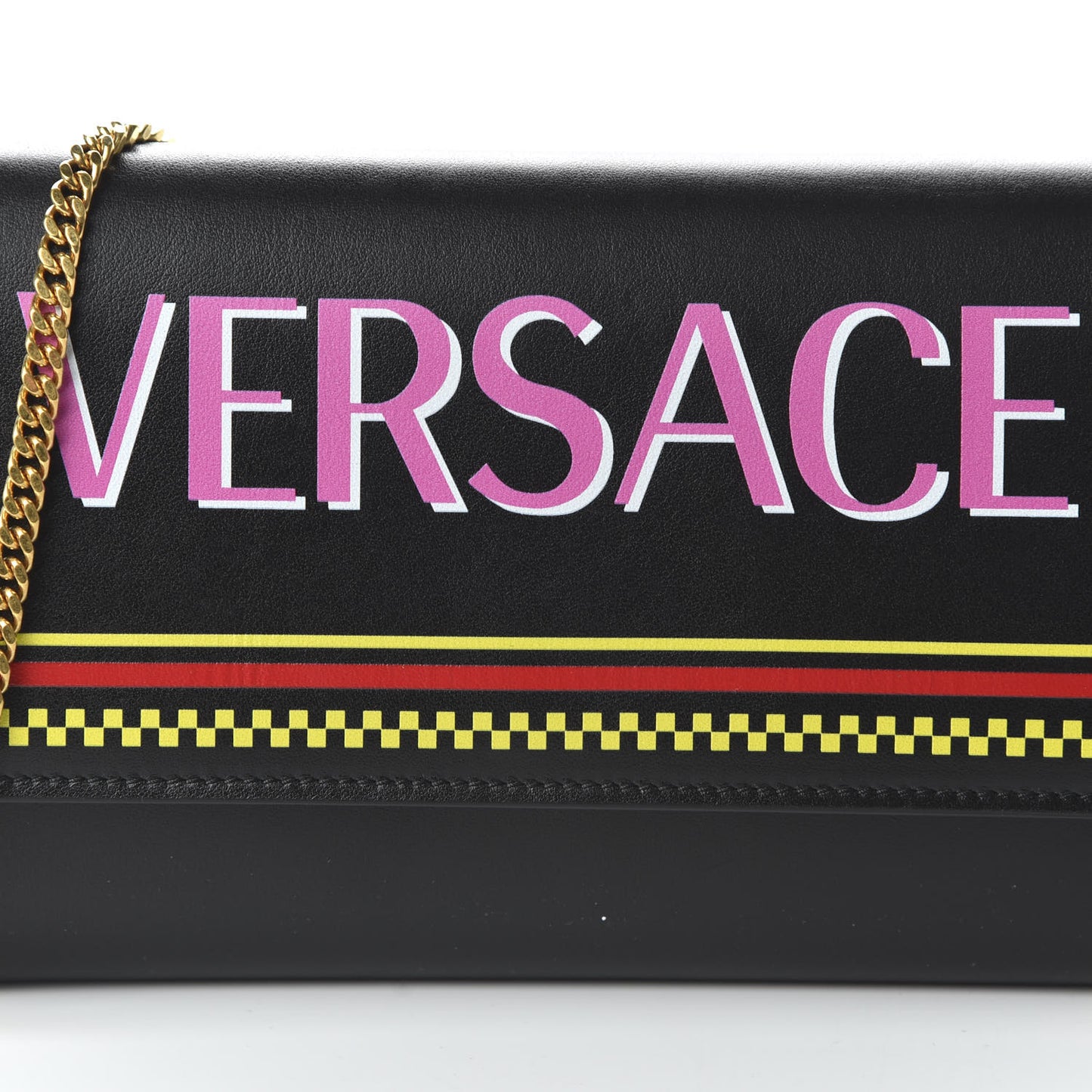 Calfskin 90's Vintage Logo Chain Evening Bag Black