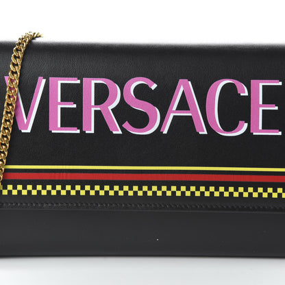Versace Calfskin 90's Vintage Logo Chain Evening Bag Black 9 of 9