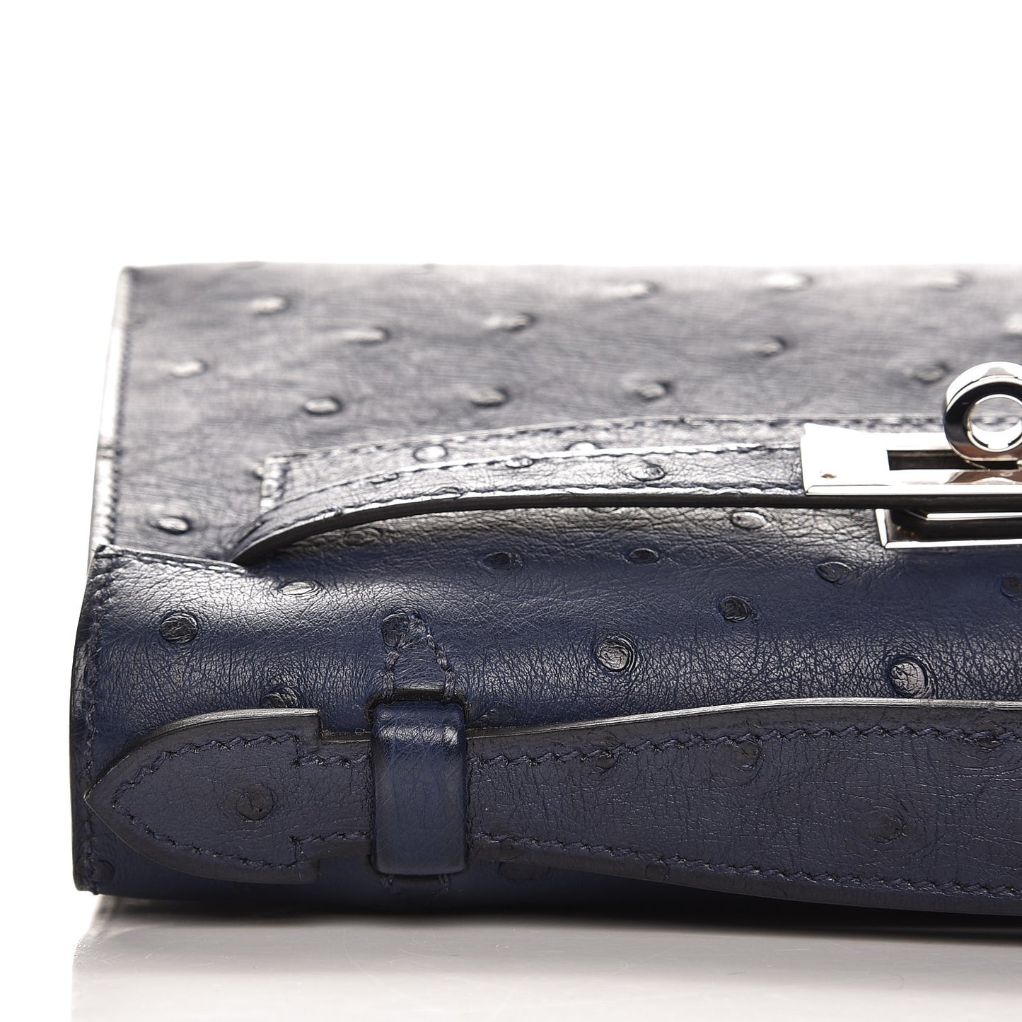 Ostrich Kelly Pochette Bleu Saphir