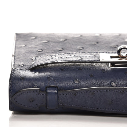 Hermes Ostrich Kelly Pochette Bleu Saphir 20 of 27