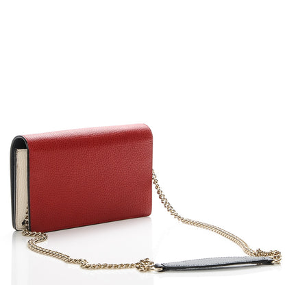 Gucci Dollar Calfskin Soho Wallet On Chain Hibiscus Red Mystic White Blue 3 of 6