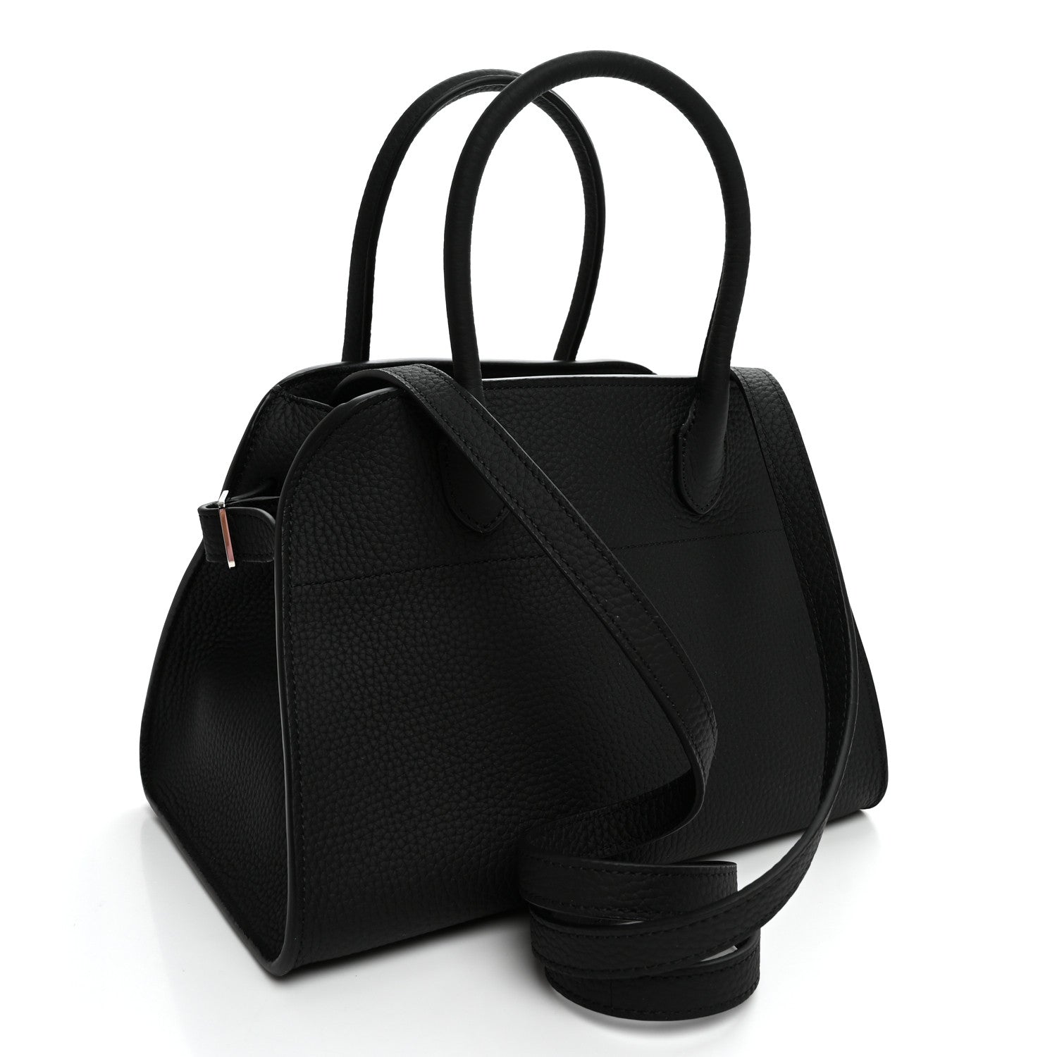 The Row Grained Calfskin Soft Margaux 10 Bag Black 3 of 9