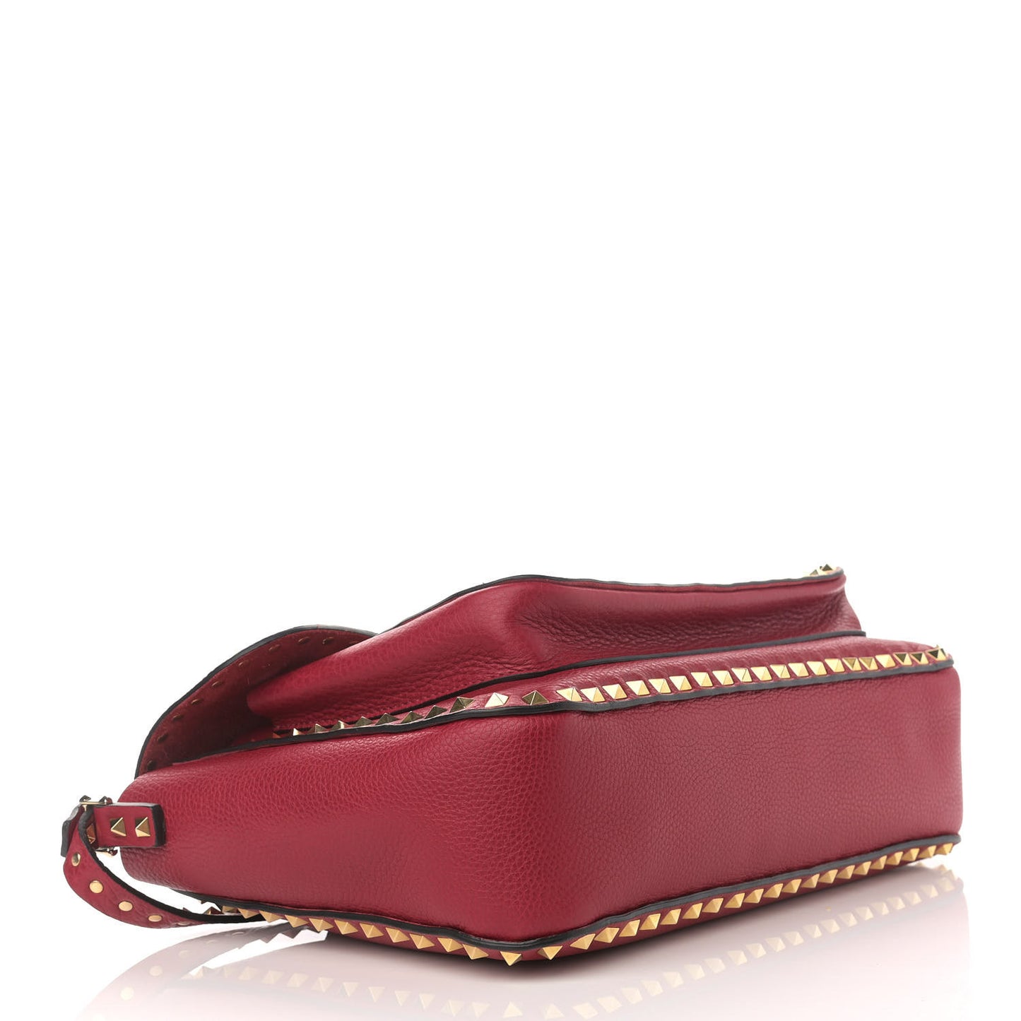 Pebbled Calfskin Rockstud Shoulder Bag Red