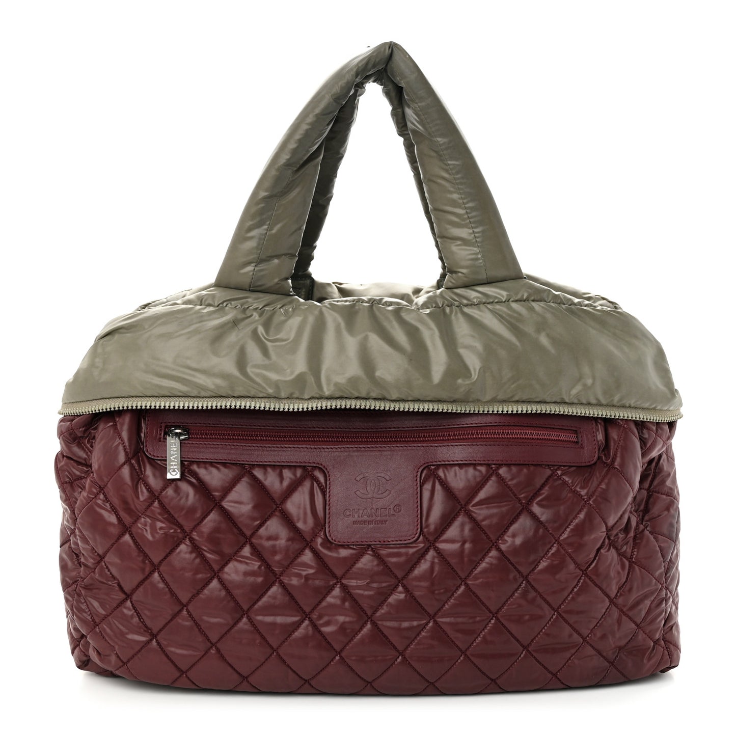 Nylon Quilted Small Coco Cocoon Reversible Tote Gray