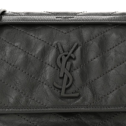 Saint Laurent Crinkled Calfskin Matelasse Monogram Medium Niki Chain Satchel Storm 8 of 10