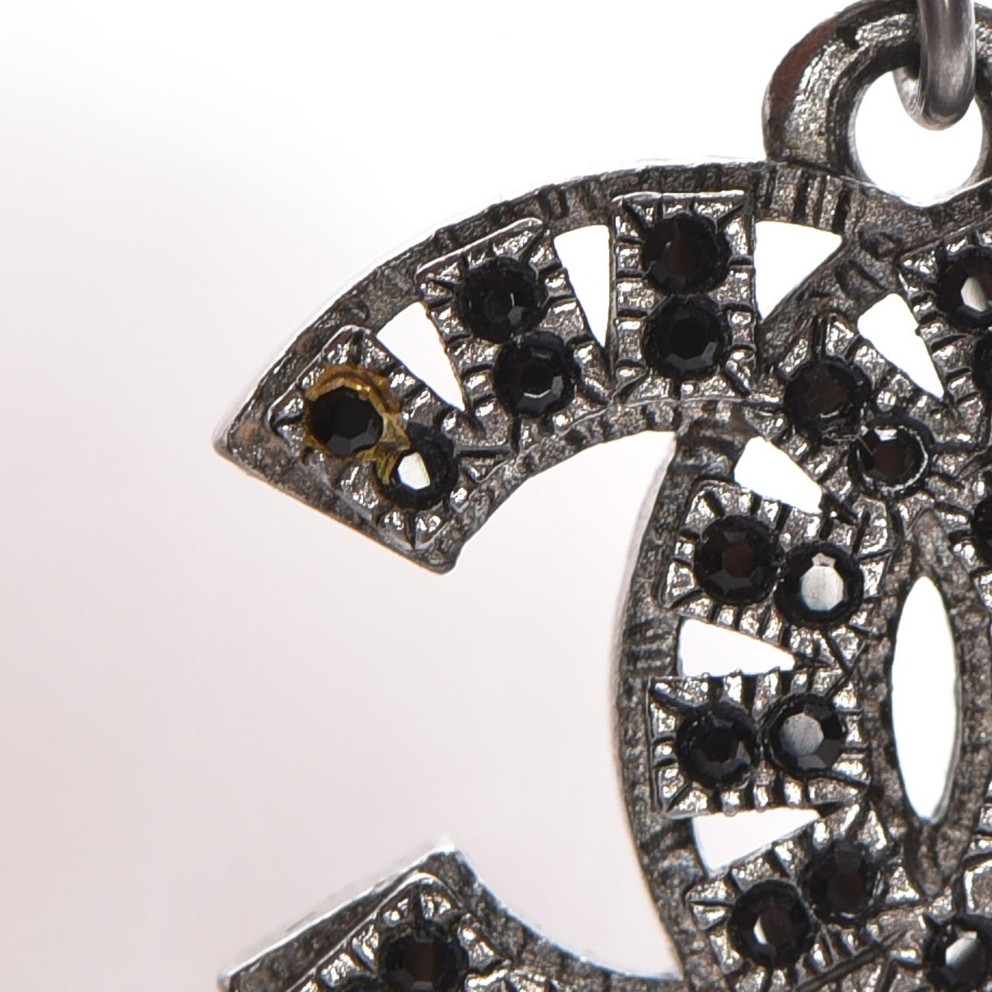 Crystal CC Drop Earrings Ruthenium