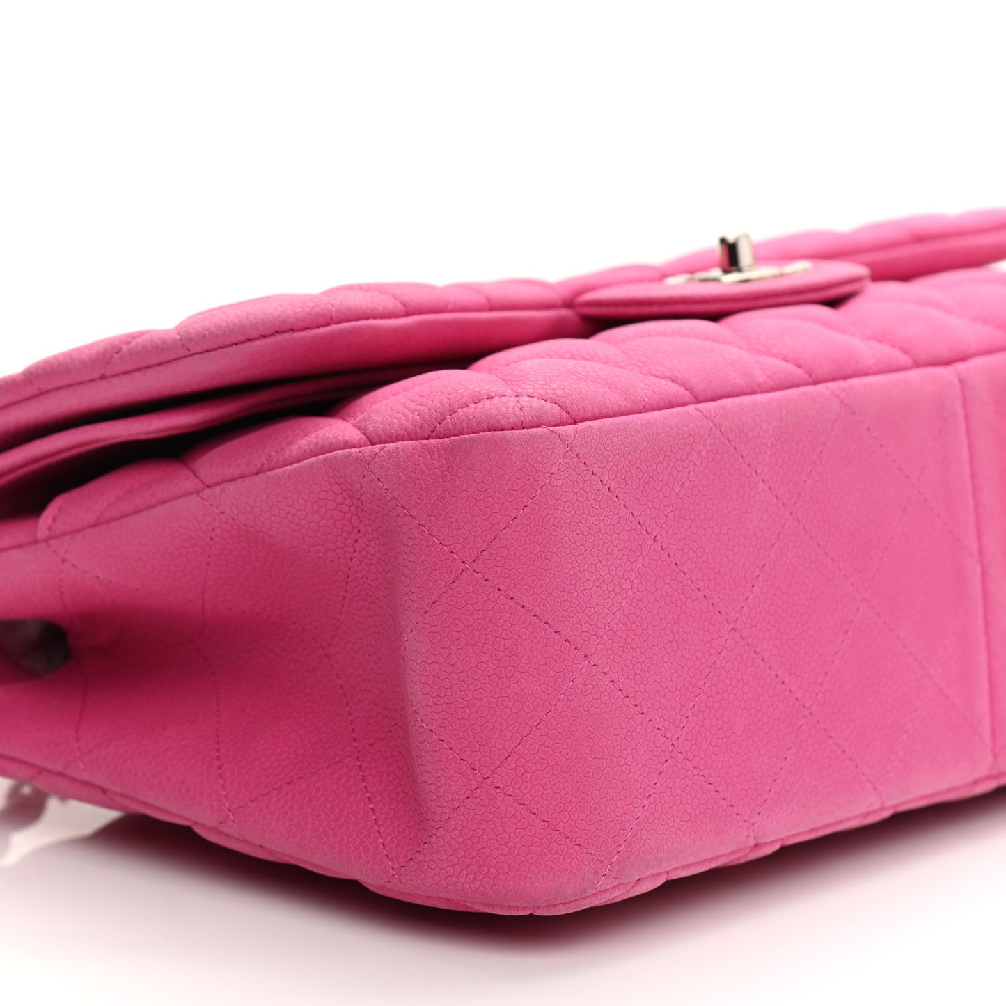 Iridescent Caviar Quilted Jumbo Double Flap Pink