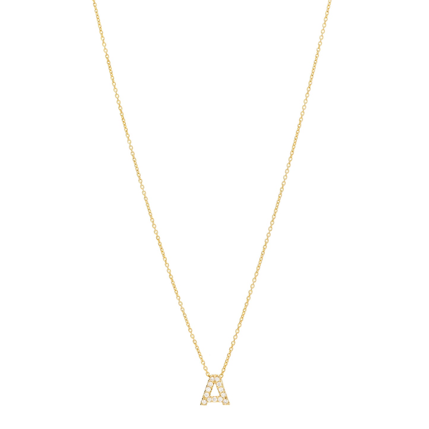 18K Yellow Gold Diamond Love Letter A Pendant Necklace