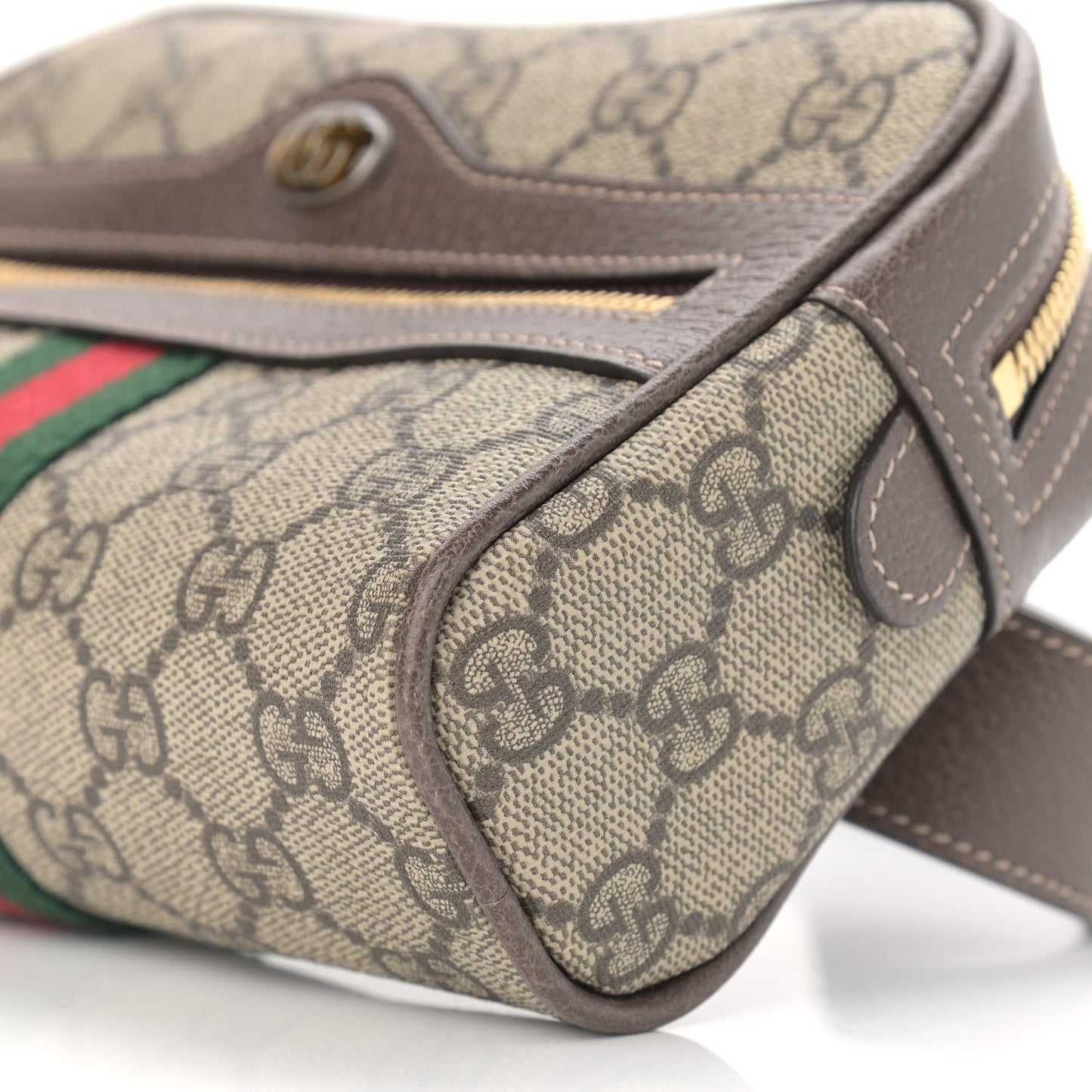 GG Supreme Monogram Web Small Ophidia Belt Bag 75 30 Dark Brown