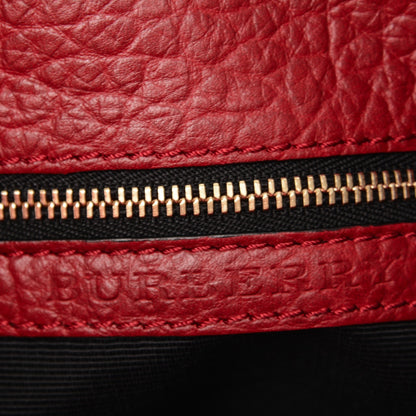 Burberry Signature Grain Calfskin Check Embossed Small Chichester Crossbody Clutch Bag Red 6 of 6