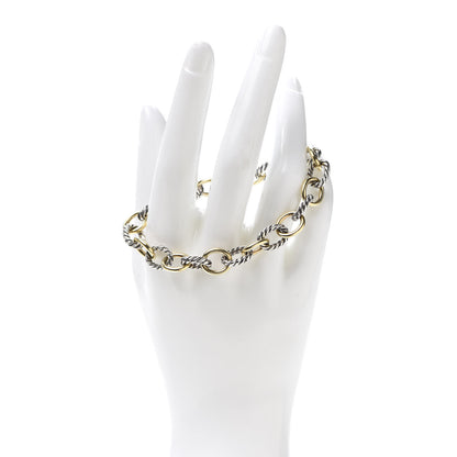 David Yurman Sterling Silver 18K Yellow Gold 10mm Medium Oval Link Bracelet 2 of 5