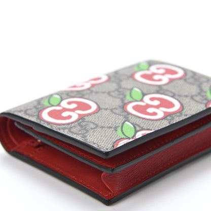 Gucci GG Supreme Monogram Apple Card Case Wallet Beige Multicolor Lobster Red 5 of 9