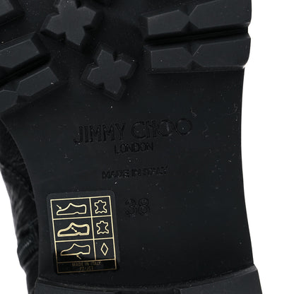 Jimmy Choo Grained Calfskin Crystal Embellished Cruz Combat Boots 38 Black 6 of 7