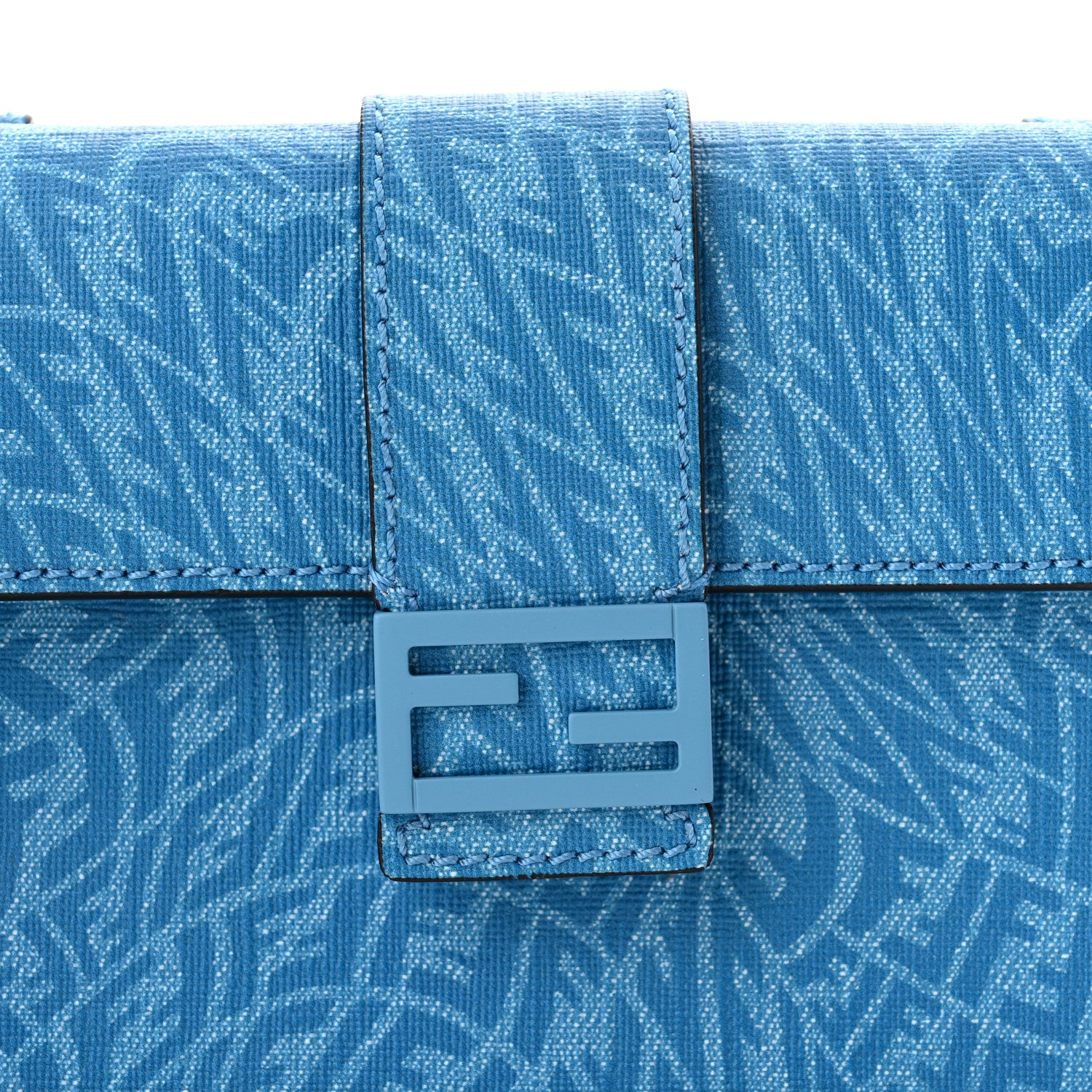 Fendi X SARAH COLEMAN Glazed Fabric Enamel Small FF Vertigo Baguette Belt Pouch Cyber Blue 8 of 10