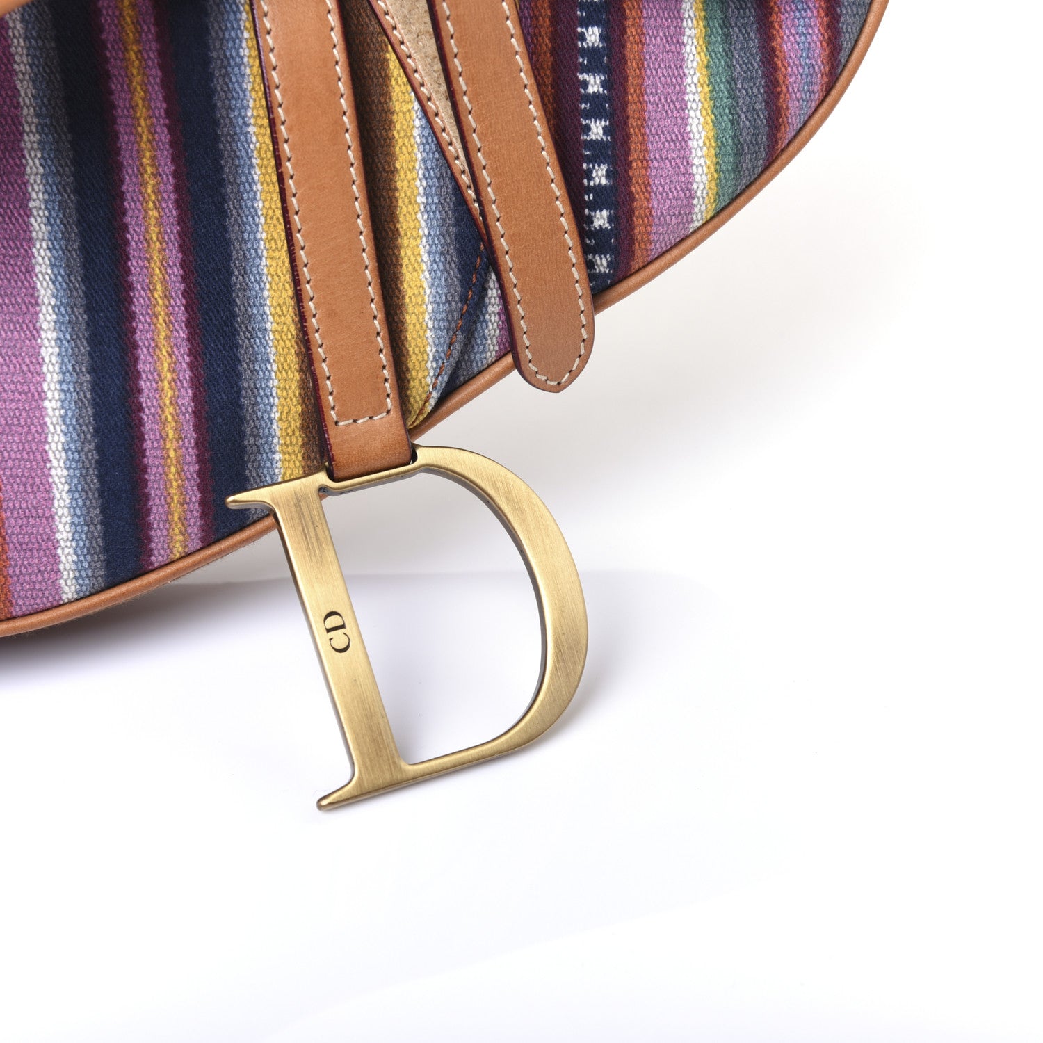 Christian Dior Canvas Striped Saddle Bag Multicolor 13 of 14