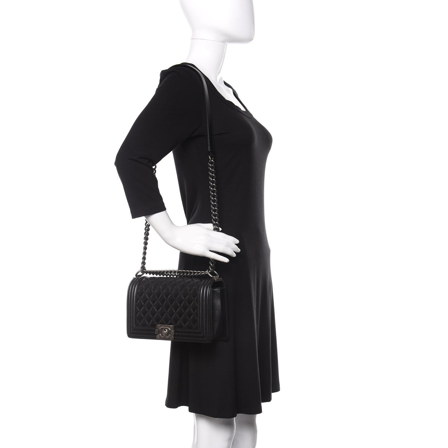 Lambskin Quilted Medium Boy Flap Black