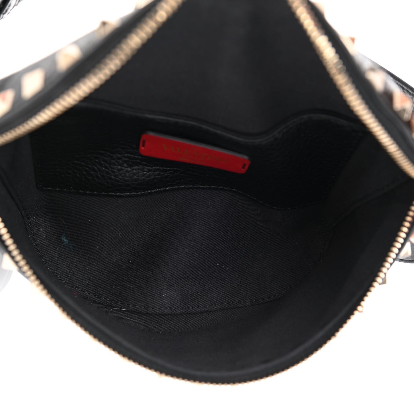 Grainy Calfskin Rockstud Belt Bag Black