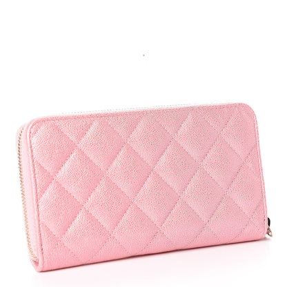 Chanel Iridescent Caviar Quilted Medium Zip Around Wallet Pink 3 of 12