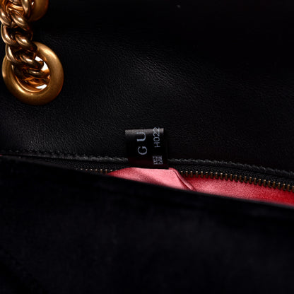 Gucci Velvet Matelasse Marquise Crystals Embroidered Small GG Marmont Shoulder Bag Black 10 of 11