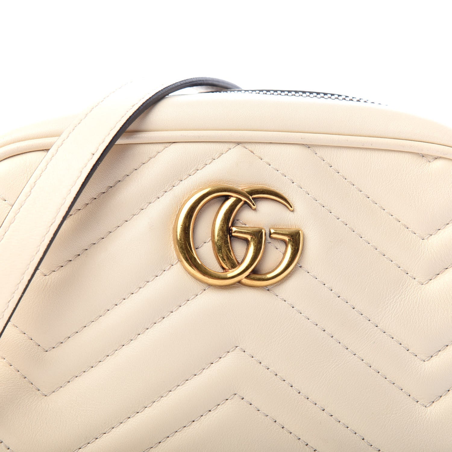 Gucci Calfskin Matelasse Mini GG Marmont Chain Shoulder Bag White 10 of 10