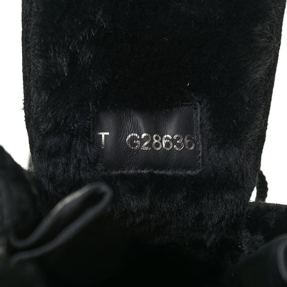 Chanel Calfskin Shearling Quilted Cap Toe Combat Boots 37 Black 7 of 9