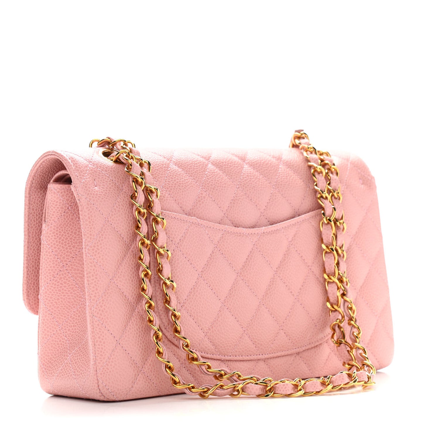 Caviar Quilted Medium Double Flap Pink
