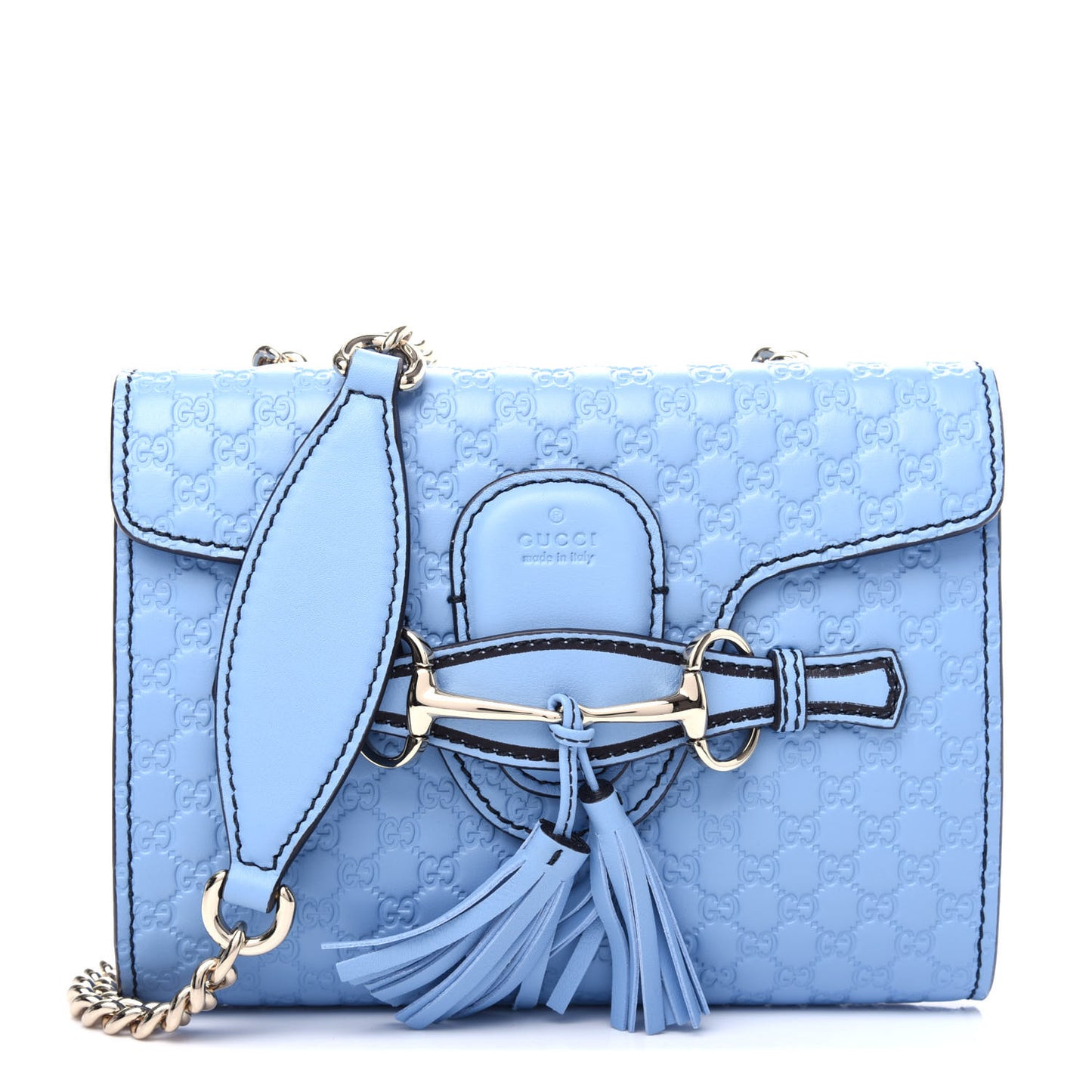 Soft Microguccissima Mini Emily Chain Shoulder Bag Mineral Blue
