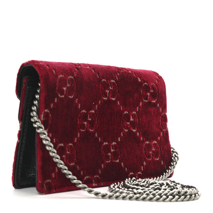 Gucci Velvet GG Monogram Super Mini Dionysus Shoulder Bag Red Cipria Black 3 of 9