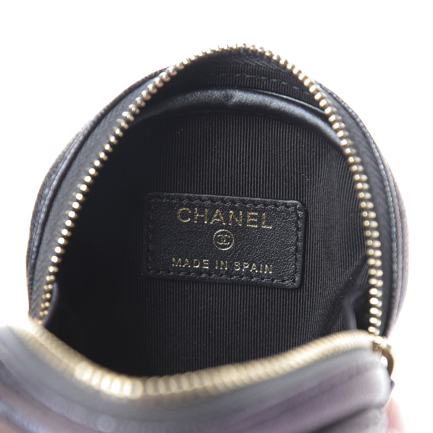 Chanel Iridescent Caviar Quilted Zip Around Classic Coin Purse Black 5 of 6