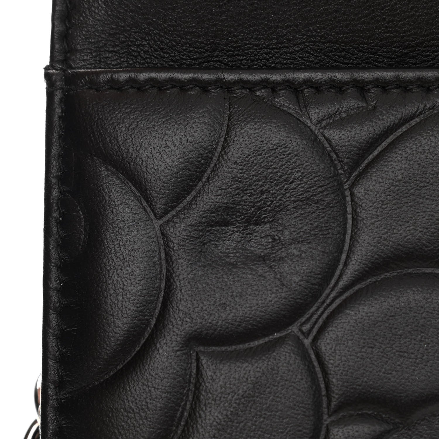Chanel Lambskin Camellia Embossed Wallet on Chain WOC Black 12 of 14