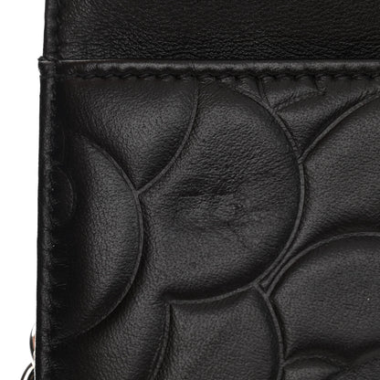 Chanel Lambskin Camellia Embossed Wallet on Chain WOC Black 12 of 14