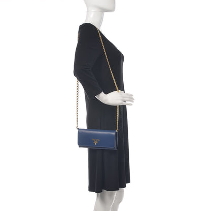 Prada Vitello Move Chain Wallet Bleuette 2 of 9