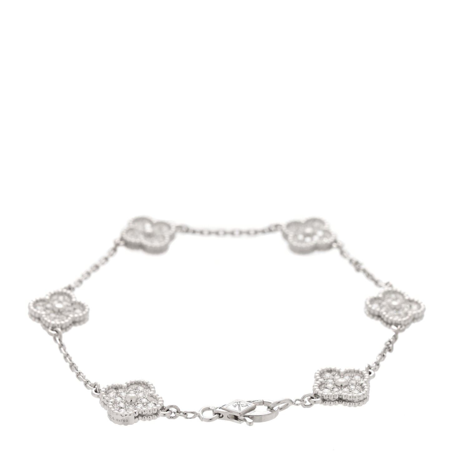 18K White Gold Diamond 6 Motifs Sweet Alhambra Bracelet
