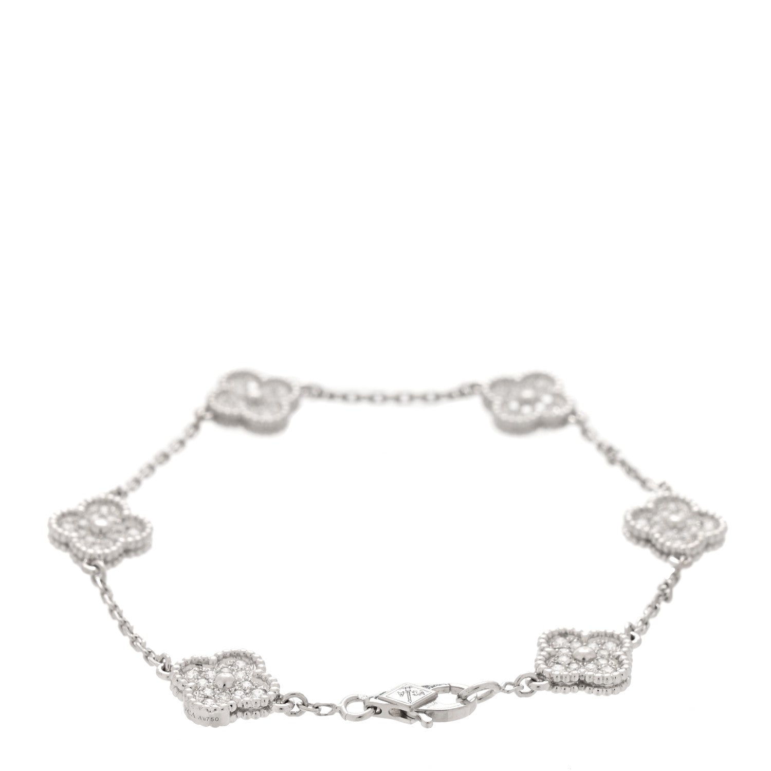 Van Cleef & Arpels 18K White Gold Diamond 6 Motifs Sweet Alhambra Bracelet 2 of 7