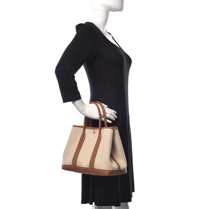 Hermes Grand Chevron Weave Negonda Garden Party 30 TPM Tote Craie Gold 2 of 11