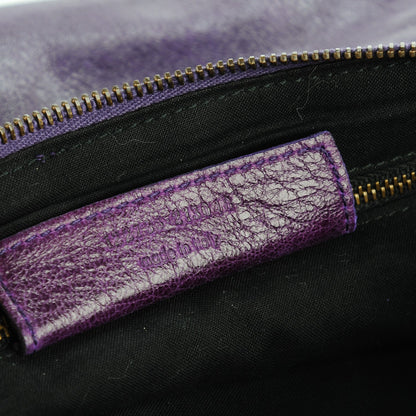 Balenciaga Chevre Classic Hardware Flat Handle Clutch Eggplant 7 of 8