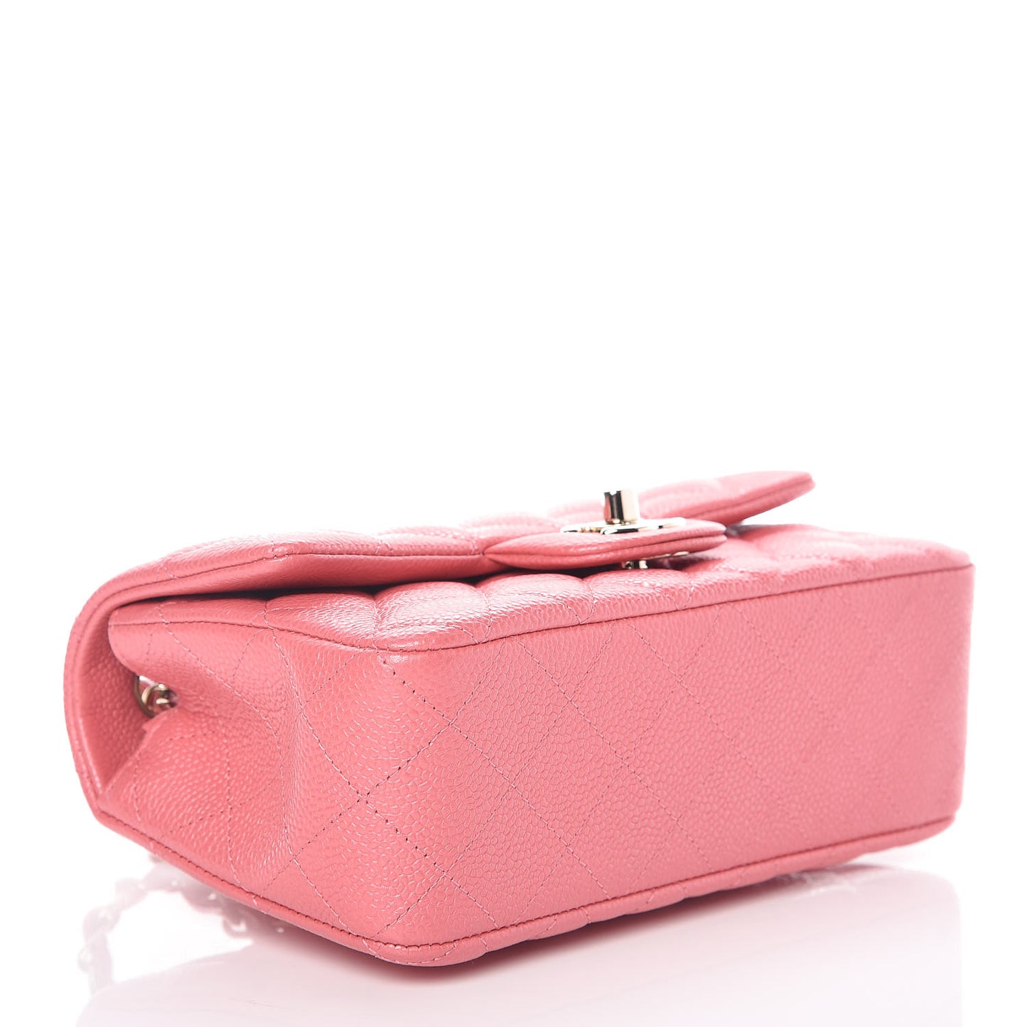 Iridescent Caviar Quilted Mini Rectangular Flap Pink