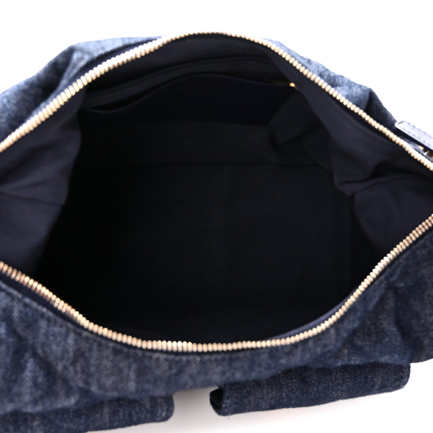 Washed Denim Quilted Large Trendy Pockets Hobo Dark Blue