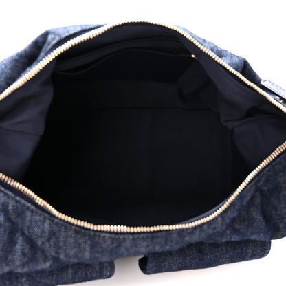 Chanel Washed Denim Quilted Large Trendy Pockets Hobo Dark Blue 5 of 10
