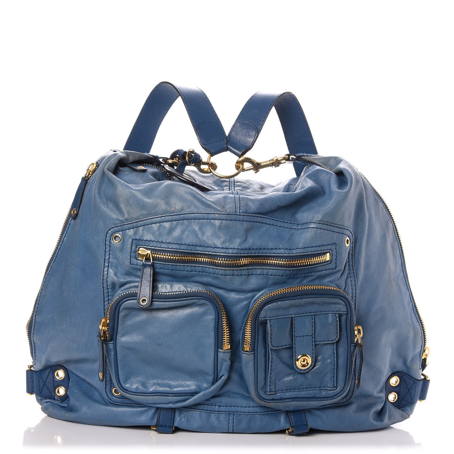 Gucci Lambskin Large Darwin Convertible Backpack Blue 1 of 9