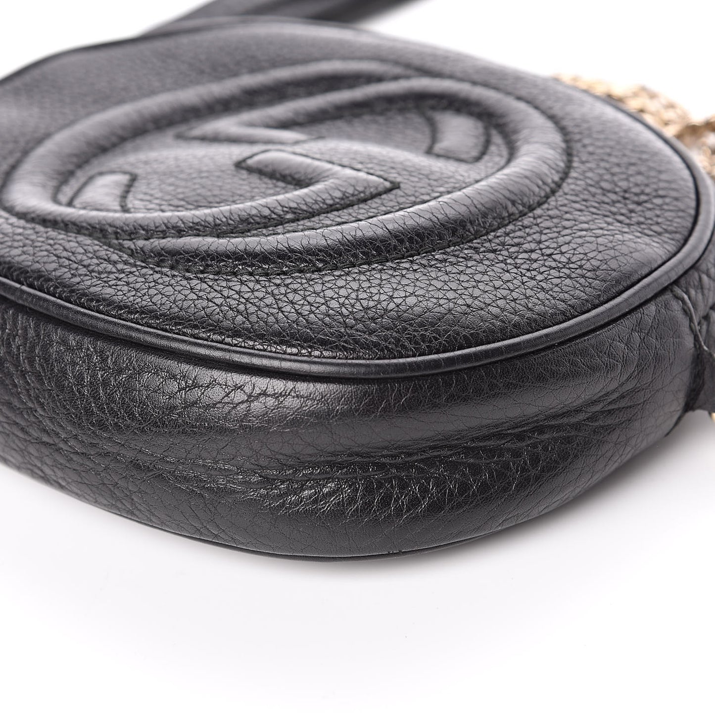 Pebbled Calfskin Mini Soho Chain Bag Black